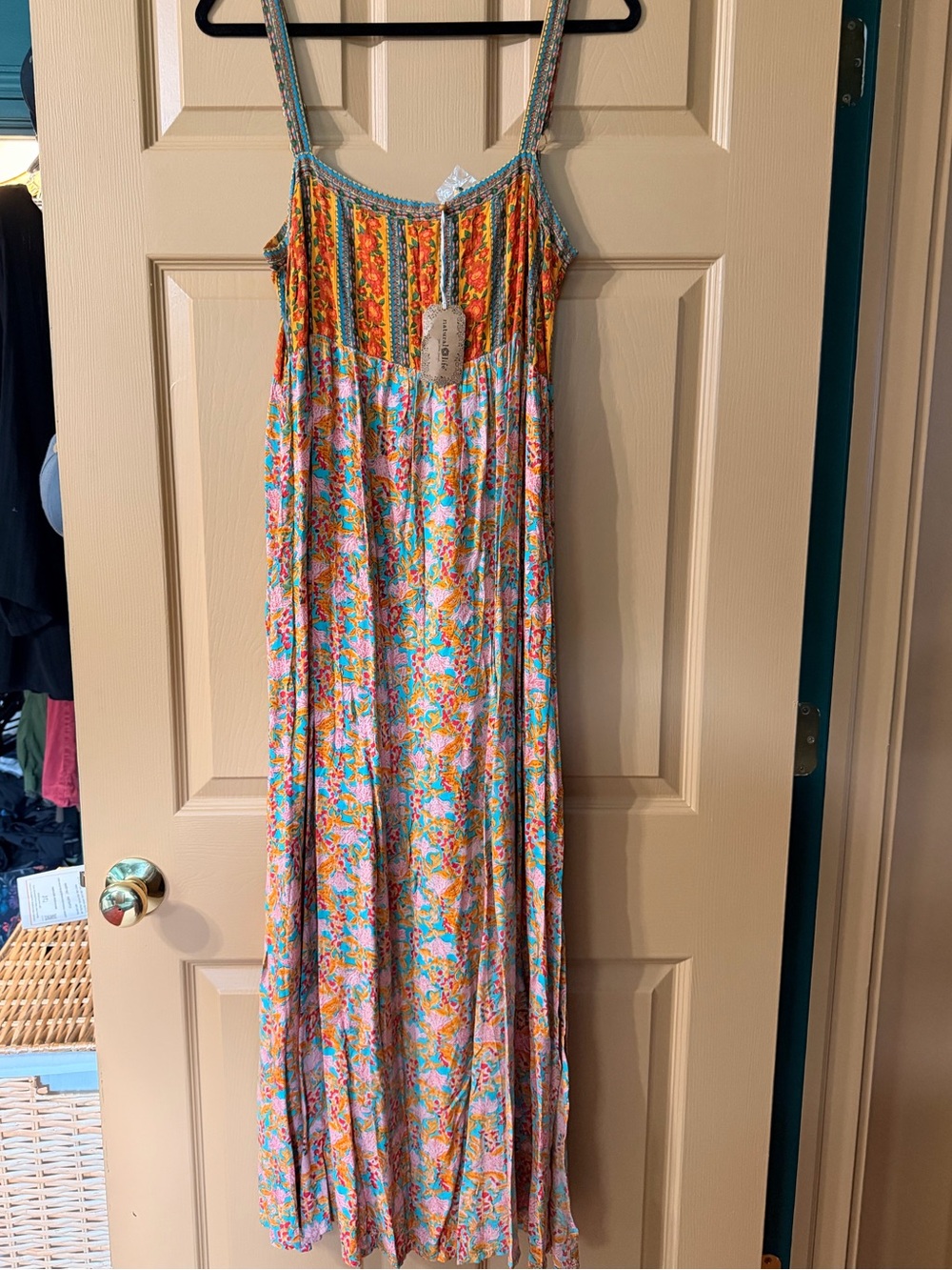 Natural Life Floral Multicolor Maxi Dress with Spaghetti Straps